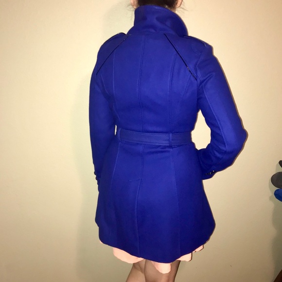 SOLD GUESS Military Wool Blend Coat Cobalt Blue Bk - Picture 8 of 8